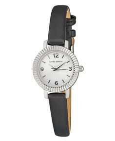 Женские часы с рамкой монеты, черный полиуретановый ремешок, 26 мм Laura Ashley, черный