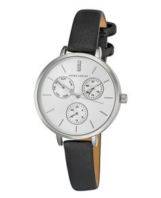 Женские часы с хронографом, черный полиуретановый ремешок, 336 мм Laura Ashley, черный