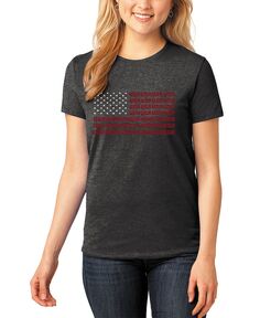 Женская футболка премиум-класса Word Art с флагом США LA Pop Art, черный