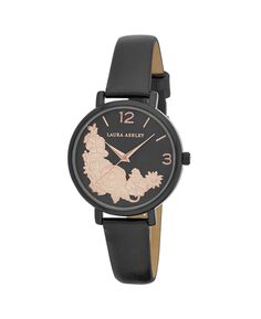 Женские часы с цветочным принтом Bounty, черный полиуретановый ремешок, 38 мм Laura Ashley, черный