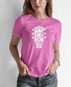 Женская футболка с надписью «Guitar Head» «Музыкальные жанры» LA Pop Art, розовый