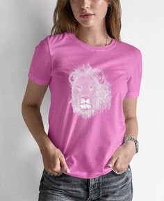 Женская футболка с надписью Word Art Lion LA Pop Art, розовый