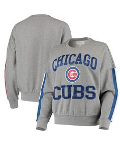 Женский свитшот с напуском для первокурсников цвета Хизер Серый Chicago Cubs Touch