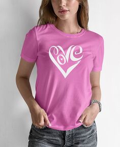 Женская футболка с надписью «Love Heart» LA Pop Art, розовый