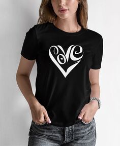 Женская футболка с надписью «Love Heart» LA Pop Art, черный
