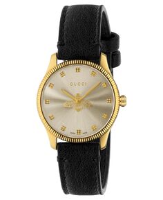 Женские швейцарские часы G-Timeless с тонким черным кожаным ремешком, 29 мм Gucci, черный