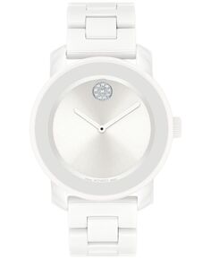 Женские швейцарские часы с ярким белым браслетом из керамики и нержавеющей стали, 36 мм Movado, белый