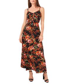 Женское платье макси с цветочным принтом и завязками спереди MSK
