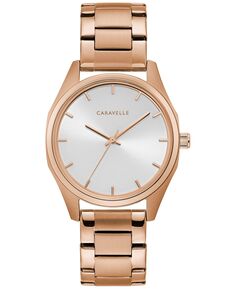 Женские часы с браслетом из нержавеющей стали цвета розового золота, 36 мм Caravelle, золотой