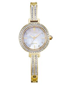Eco-Drive Женские золотистые часы-браслет из нержавеющей стали с кристаллами, 25 мм Citizen, золотой