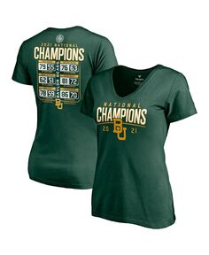 Женская фирменная зеленая футболка Baylor Bears 2021 NCAA, мужская баскетбольная футболка с v-образным вырезом и надписью «Национальные чемпионы по баскетболу» Fanatics, зеленый