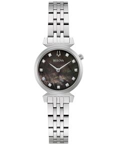 Женские классические часы Regatta с браслетом из нержавеющей стали с бриллиантами, 24 мм Bulova