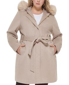 Женское пальто больших размеров с капюшоном из искусственного меха Cole Haan