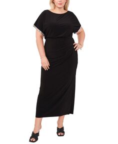 Блузонное платье больших размеров с декорированной отделкой MSK, черный