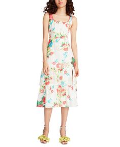 Женское многоярусное платье миди с цветочным принтом Riviera Betsey Johnson