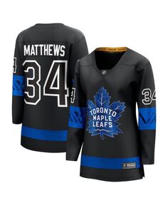 Женская фирменная двусторонняя футболка Auston Matthews Black Toronto Maple Leafs Alternate Premier Breakaway Player Fanatics, черный