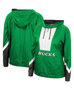 Женская зеленая ветровка 2.0 с полумолнией Milwaukee Bucks с капюшоном Mitchell &amp; Ness, зеленый