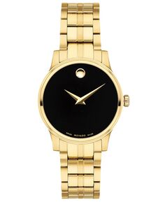 Женские швейцарские часы с браслетом из нержавеющей стали с золотым PVD-покрытием, 28 мм Movado, золотой