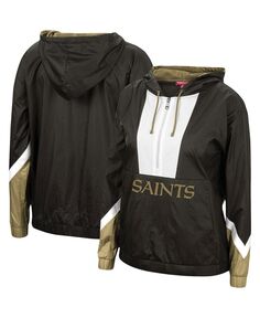 Женская черная ветровка с капюшоном New Orleans Saints с молнией до половины Mitchell &amp; Ness, черный