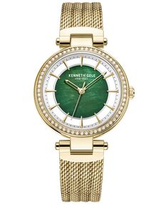 Женские прозрачные золотистые часы-браслет из нержавеющей стали с сеткой, 34 мм Kenneth Cole, золотой