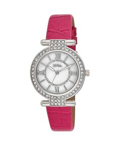 Женские часы T-Bar с розовым полиуретановым ремешком, инкрустированным камнями, 35 мм Bob Mackie, розовый