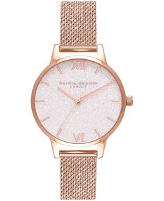 Женские классические часы из нержавеющей стали с сетчатым браслетом цвета розового золота, 30 мм Olivia Burton, золотой