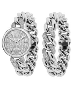 Женские аналоговые часы и браслет серебряного цвета с цепочкой из кристаллов и ремешком из нержавеющей стали, 40 мм Kendall + Kylie