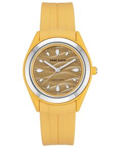 Женские желтые пластиковые металлические часы Solar Ocean Work, 38,5 мм Anne Klein, желтый