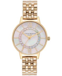 Женские часы Wonderland с золотистым браслетом из нержавеющей стали, 30 мм Olivia Burton, золотой