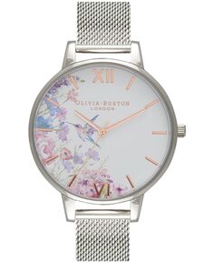 Женские часы с сетчатым браслетом из нержавеющей стали с живописными принтами, 38 мм Olivia Burton