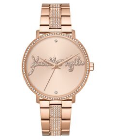 Женские аналоговые часы цвета розового золота с фирменным ремешком из нержавеющей стали и кристаллами, 40 мм Kendall + Kylie, розовый