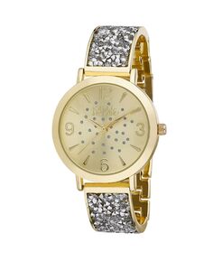 Женские блестящие часы из золотистого сплава с браслетом, 36 мм Bob Mackie, золотой