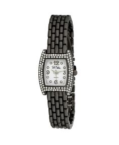 Женские часы из черного сплава с браслетом Panther Link и квадратным каменным безелем, 23 мм Bob Mackie, черный