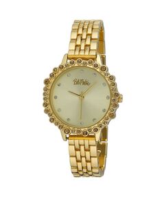 Женские часы из золотистого сплава с браслетом и кристаллическим безелем, 31 мм Bob Mackie, золотой