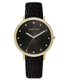 Женские аналоговые часы с текстурированным черным лакированным кожаным ремешком из нержавеющей стали, 40 мм Kendall + Kylie
