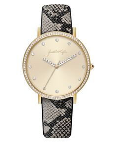 Женские аналоговые часы золотого тона с серым змеиным ремешком из нержавеющей стали, 40 мм Kendall + Kylie