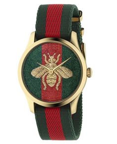 Женские швейцарские часы G-Timeless с красным и зеленым нейлоновым ремешком, 38 мм Gucci