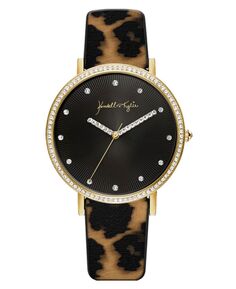 Женские аналоговые часы золотого тона с акварельным леопардовым принтом, ремешок из нержавеющей стали, 40 мм Kendall + Kylie