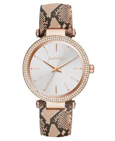 Женские аналоговые часы цвета розового золота с румяным змеиным ремешком из нержавеющей стали, 40 мм Kendall + Kylie