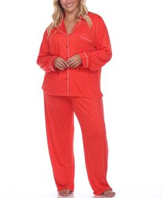 Женский пижамный комплект больших размеров, 2 предмета White Mark, красный