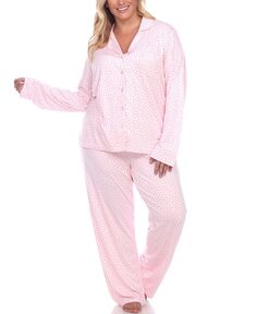 Женский пижамный комплект больших размеров, 2 предмета White Mark, розовый