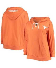 Женский пуловер с капюшоном и v-образным вырезом на шнуровке, Техасский оранжевый Texas Longhorns размера плюс Profile