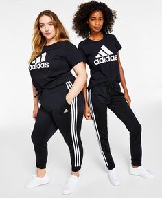 Женские зауженные спортивные брюки Essentials с тремя полосками для разминки, XS-4X adidas, черный