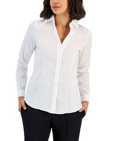 Женская блузка на пуговицах с длинными рукавами, легкая в уходе Jones New York, белый