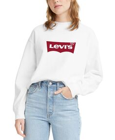 Женский удобный флисовый свитшот с круглым вырезом и логотипом Levi&apos;s Levis