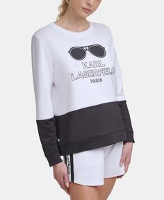 Женский свитшот с солнцезащитными очками и цветными блоками KARL LAGERFELD PARIS, белый