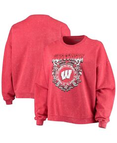Женский свободный пуловер в винтажном стиле Red Wisconsin Badgers Garment Wash ZooZatz, красный