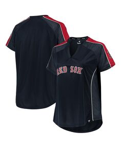 Женская темно-синяя футболка реглан Boston Red Sox размера плюс Diva с вырезом и вырезом Profile, темно-синий