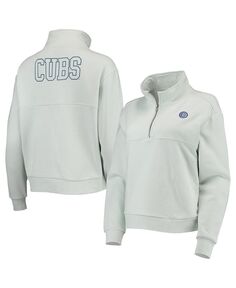Женский голубой пуловер с молнией до четверти с двумя ударами Chicago Cubs The Wild Collective