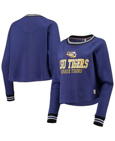 Женский укороченный пуловер LSU Tigers Cali Cosy реглан фиолетового цвета с принтом фиолетового цвета Pressbox